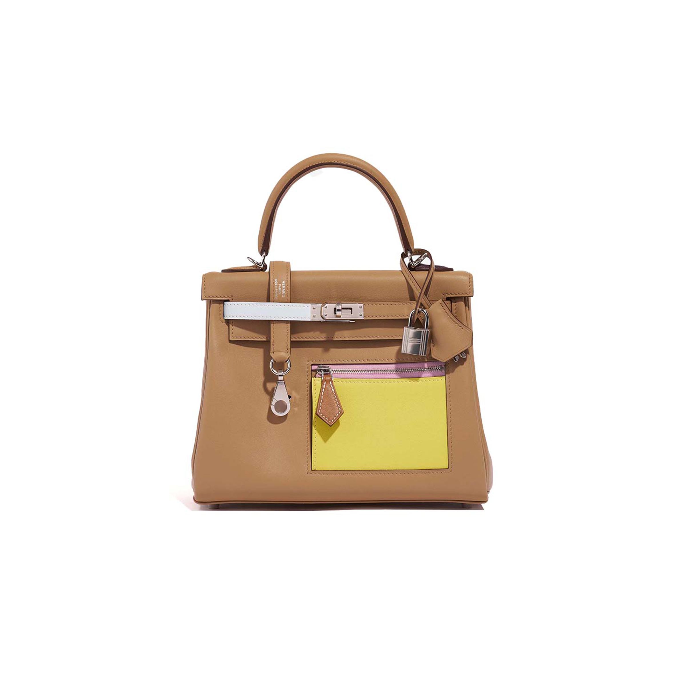 H**mes master kelly 25 swift colormatic chai mauve bleu brume jaune de naples (25*17*7cm)